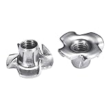 Bolt Dropper T-Nuts - Stainless Steel 4-Pronged Tee Nut, M5x8mm - Dependable Hardware for Fastening Wood, Particle or Composite Material Workpieces - Set of 25
