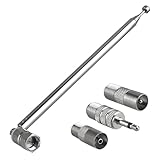 75 Ohm DAB FM Radio Aerial for Hifi 7-Section Telescopic FM Aerial Indoor Radio Antenna F Type Male Plug Connector ​with 3 Adapters for Tuner Stereo Table Top TV AV Receiver Mini System