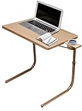 Table-Mate II TV Tray Table - Folding TV Dinner Tables, Couch Trays for Eating Snack Food, Stowaway Laptop Stand, Portable Bed Dinner Tray - Adjustable TV Table with 3 Angles, Cup Holder, Mocha