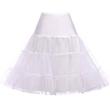 RULTA 50s Women Retro Petticoat Underskirt Vintage A-line Crinoline Half Slips Rockabilly Tutu Skirt (S-M, White)