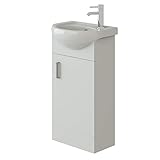 VeeBath PET420 Linx Free Standing Bathroom Cloakroom Vanity Basin Cabinet Sink Storage Furniture Unit-420mm, White, 420mm