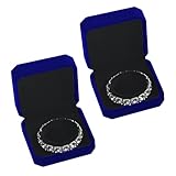 sesameless 2 Pcs Velvet Bracelet Boxes,Classic Jewellery Gift Box Women,Bangle Storage Gift Box For Engagement Wedding Mothers Day Birthday Anniversary (blue)