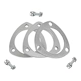 Krtopo 3 Inch Exhaust Flange Connection Kit - Stainless Steel 3-Bolt Flange & Exhaust Gasket Set with Hex Head Bolts Locknuts for 3" Turbo Downpipe Catback Headers (2 PCS 76mm)
