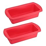 haoyuan 2 Pcs Silicone Loaf Tins - 2Lb Bread Tins, Non Stick Silicone Bread Pan, Heat Resistant Loaf Pans, Rectangle Cake Moulds for Oven, Air Fryer, Freezer (27×13×6.5cm)