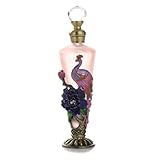 Yetaha Vintage Frosted Glass Perfume Bottles, Fancy Crystal Perfume Bottles Refillable Bejeweled Flower Decorative Essential Oil Bottle for Living Room Bedroom Decor Birthday Gift(30ML, Pink)