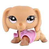 YXIMOPLER Mini Shop Pet Figure Toys Shorthair Cat and Collie Cat and Dog Animal Figure Collection Toys (brown Dachshund star eyes)