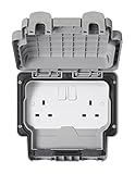 MK Masterseal Plus K56482RY 13 amp 2-Gang Switched Socket, Grey