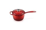 Le Creuset Signature Enamelled Cast Iron Saucepan with Anti Drip Pouring Lip and Vented Lid, for All Hob Types, 16 cm, 1.2 litres, Cerise, 21181160602430