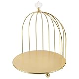 JECOMPRIS Birdcage Cake Stand Vintage Bird Cage Golden Serving Tray Bird Cage Display Stand for Cupcake Dessert Table Stands Gold Cake Stand Fruit Bowl Decorative Bird Cage Snack Holder Iron