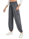 Famulily Harem Pants for Women Baggy Yoga Pants Summer Casual Sweatpants Ladies Long Pants Dark Gray L