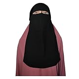 Half Niqab Niqabs Nikab With Tying Cords Nosepiece Face Cover Veil Clothing Two layers For Muslim Islamic Arab Egyptian Hijab Women Burqa Burkas Jilbab Soft Georgette Polyester Women's Arabic (Black),