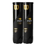 Wilson Unisex-Adult Tennis Balls, US Open, 2 Cans with 4 Balls Each, for Hard Surfaces, Yellow