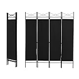 Multigot 4 Panel Room Divider, Folding Protective Screens, Movable Partition Privacy Separator for Living Room Bedroom Office (Black)