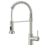 FORIOUS Kitchen Tap, Spring Kitchen Sink Mixer Taps, Commercial Faucet Single Handle Lever, High Arc Swivel 360 with 2 Spray Mode, Stainless Steel
