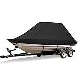 Boat 18-28ft 210D Jumbo Cruiser Boat-Cover Heavy-Duty Marine Water Sun Proof UV Protection Fish-Ski VHull Mooring Cover Boat Cover(18-20FT)