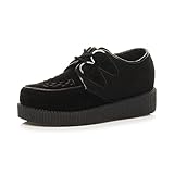 Womens Ladies Lace up Faux Suede Punk Goth HIGH Platform Flat Creeper Shoes 3-8, Black Suede, 5 UK