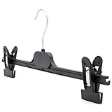 The Hanger Store 12 Strong Black Plastic Hangers With Adjustable Clips - Non-Slip, Rotatable Hook, Gentle on Clothes - Ideal for Organizing Trousers, Skirts, Jeans, Towels, and Sheets in Your Wardrobe