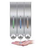 WANGCL Wall Mounted Soap Dispenser Shower Lotion Shampoo Gel Cotainer for Bathroom Toilet in Office Cafe Restaurant Hotel - Triple Silver