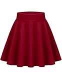 Zeagoo Skirts for Women Elastic High Waist Pleated Mini Skirt Flowy Short Ruffle Skirt Wine Red Size 10