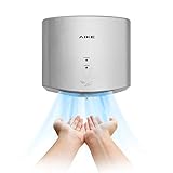 AIKE Hand Dryer 10 Seconds to Dry, High Speed Energy Saving Electric Hand Dryer Automatic, Commercial Hand Dryer for Kitchen, Bathroom and Toilet AK2630S 220v 1400W Silver