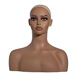 Colcolo Mannequin Head with Shoulders Realistic Female Mannequin Head Manikin Display Stand Display Stand Body Female Manikin Head Bust for Wigs, Makeup, Beauty Accessories Displaying