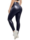 Love My Fashions ® Women's Soft Faux Leather Warm Fleece PU Leggings Wet Look Elasticated Waist Full-Length Trousers Navy Blue