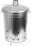 90 Litre 90L Extra Large Galvanised Metal Incinerator Recycle Garden Rubbish Fire Burning Bin Leaves Wood Burner