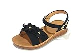 Air Foot Girls Black Sandals Flower White Summer Comfortable Cross Strap Open Toe Kids Casual Buckle Party Slippers UK Size 11.5-2.5