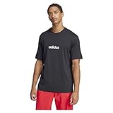adidas Men's Essentials Linear Single Jersey TEE, Black/White, M