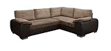 Sofas and More ENZO - CORNER SOFA BED WITH STORAGE - JUMBO CORD FABRIC LEATHER - RIGHT HAND SIDE ORIENTATION (BROWN)