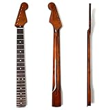 Premium Maple Guitar Neck for Fender Strat-Style Guitars, Canadian Maple with Rosewood Fingerboard, Adjustable Truss Rod, 22 Medium Jumbo Frets,Bone Nut