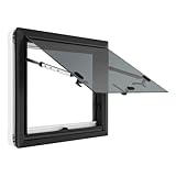 KiwiHood RV Push-Out Window 600x450mm Aluminum Alloy Window with Tempered Glass, Built-in Insect Screen and Lockable Handle, 65° Opening Angle for Caravans, Trailers, and Camper Vans (600x450mm)