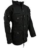K-o-m-b-a-t UK SAS Style Assault Jacket Black Rip-Stop Military Coat (Medium)