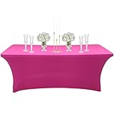 6ft Spandex Tablecloths Stretchable Tablecloth Hot Pink for Rectangle Table,Washable Fitted Table Cloth Spandex Stretch Patio Table Covers for Event,Wedding,Banquet,Party,Covering Stalls,Exhibitions
