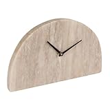 Bloomingville Modern Half Moon Marble, Beige and Black Mantel Clock, Natural