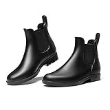 DREAM PAIRS Wellington Boots Women Ankle Ladies Wellies Short Chelsea Booties Waterproof Rain Boots Black Size 5 UK SDRB2201W-E