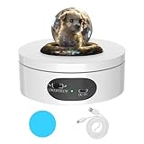 MYMULIKE Motorized Rotating Display Stand, Electric Rotating Turntable with PVC Backdrop, 4.72inch/12cm 360° rotation, Noiseless Automatic USB Revolving Platform to Display Jewelry, Watch