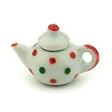 2 x MyTinyWorld Dolls House Miniature Dotty Design Ceramic Teapots