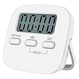 Jsdoin 1 Pack Digital Kitchen Timer Magnetic Countdown Stopwatch Timer with Loud Alarm, Big Digit, Back Stand, Hanging Hole for Cooking, Shower, Bathroom, Teacher, Kids(White)