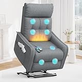 sisolos Recliner Armchair Rise and Recliner Chair for Elders, Power Lift Chairs with Massage & Heat, Extended Footrest, Electric Recliner Sofa Reclining Chair For Living Room with Dual Remote Controls