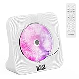 Lvcdodvd CD Player with Bluetooth 5.0 Mini CD Player with Speakers for Home small Hi-Fi Sound CD Music Player with Remote Control LED Display Dust Cover Support FM Radio USB AUX