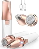 Eyebrow & Facial Hair Trimmer for Women: 2 in1 Rechargeable Facial Hair Removal and Eyebrow Shaver, Painless Shaving with Built-in LED Light - Perfect for Face, Lips, and Body