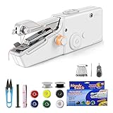 Sewing Machine, Handheld Sewing Machine, Portable Hand Sewing Machines for Beginners, Easy to Use, Mini Sewing Machines for Home & Travel Quick Sewing Clothing, Kids Cloth, Pet Clothes, DIY (White)