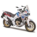 Bburago HONDA AFRICA TWIN ADVENTURE Motorbike- 1:18 Scale - Incredibly Detailed Die-Cast Replica Collectible Motorcycle Model, White