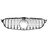 X AUTOHAUX Front Upper Hood Bumper Grille Grill for Mercedes-Benz C250 2015-2018 Front Upper Bumper Kidney Grille Grill Black Chrome Silver Tone