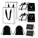 Nideen 2 Pack Jewellery Gift Box Set with 2 Gift Bags, Velvet Pouches & Cards 9× 7× 3 cm Bracelet Necklace Box