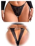 FULLJOYLOVE Women's Floral Lace Thongs Micro G-strings Cut Out Sexy Panties Hollow Out Knickers Plus Size Tanga Briefs French Underwear Black
