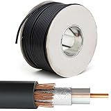 100m Black RG6 Coaxial Cable - 75OHM TV Aerial Satellite Freeview Wire Reel Drum