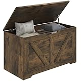 HOMCOM 100L Storage Chest, Storage Trunk with 2 Safety Hinges and U-shaped Cut-out Pull, Organiser Box for Living Room, Entryway, 80 x 40 x 45 cm, Rustic Brown
