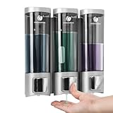 Triple 200ML Soap Dispenser Bathroom Wall Mounted Shower Gel Shampoo and Conditioner Dispenser Kitchen Dish Detergent Container Hand Body Wash Liquid Soap Dispenser for Home Hotel Restaurant